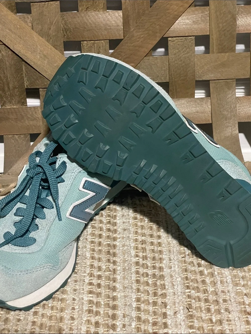 New Balance Women's Teal and Dark Teal Lace-Up Athletic Sneakers